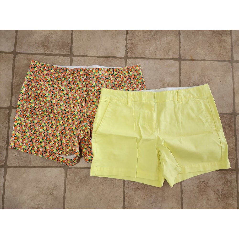 LOT 2 Lands' End Women Classic Chino Shorts Fit 1 Sz. 12 Inseam 5" Preppy Fruit